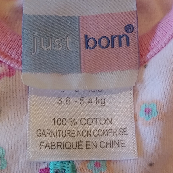 ✨4/$20 Just Born White Onesie With Pink Elephant - Picture 5 of 7